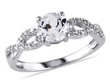 1.00 Carat (ctw) Lab-Created White Sapphire Ring in 10K White Gold with Accent Diamonds